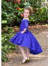 Off Shoulder Blue Lace Tea Length Flower Girl Dress High Low Dress